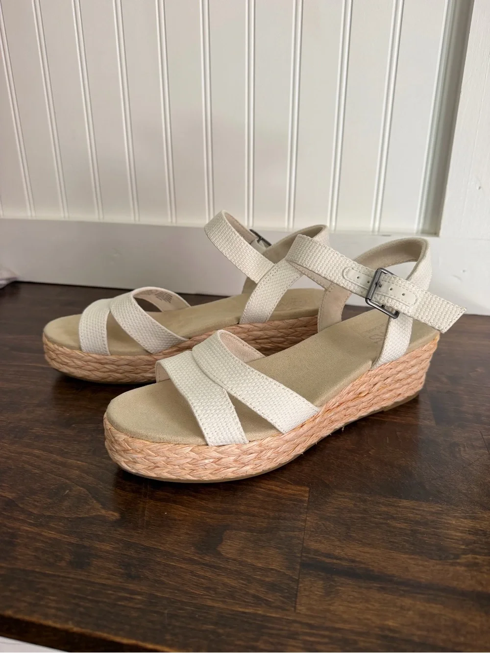 Toms Cream Audrey Woven Wedge Sandals